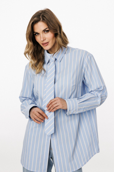 Блуза EOLA 3049 голубой_в_полоску - фото 9