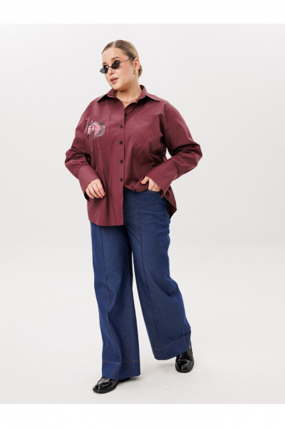 Рубашка AVA fashion М-167 бордовый - фото 4
