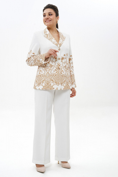 Брюки, жакет Alani Collection 2496 молоко-золото - фото 2