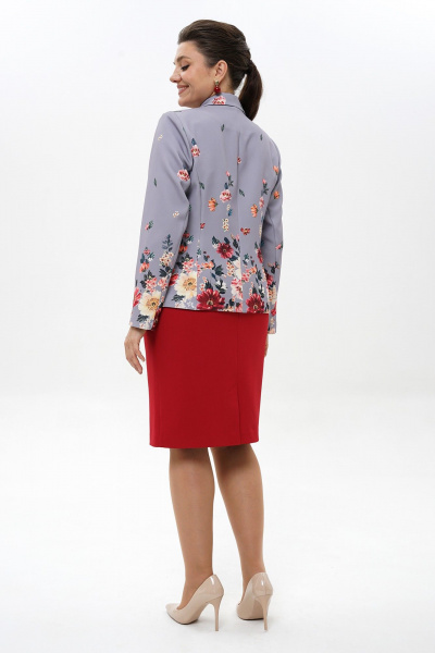 Жакет, юбка Alani Collection 2498 голубой-красный - фото 7