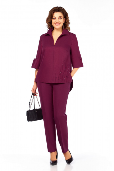 Блуза, брюки Ольга Стиль С-987 бургунди - фото 4