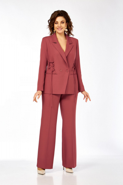 Брюки, жакет Ольга Стиль С-988 приглушенный-коралловый - фото 2