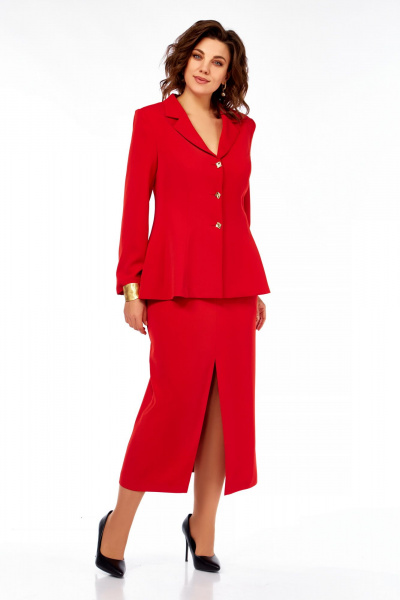 Жакет, юбка Ольга Стиль С-985 красный - фото 4