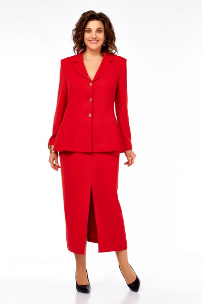 Жакет, юбка Ольга Стиль С-985 красный - фото 3