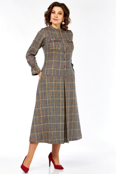 Платье Celentano lite 5077 серая_клетка - фото 3