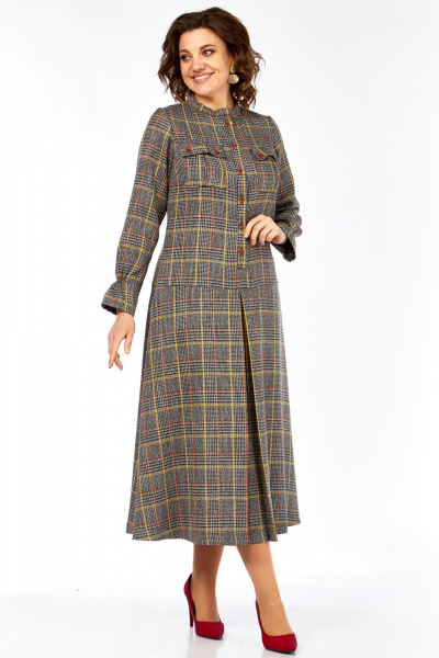 Платье Celentano lite 5077 серая_клетка - фото 2