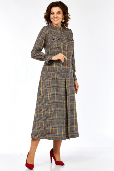 Платье Celentano lite 5077 серая_клетка - фото 1