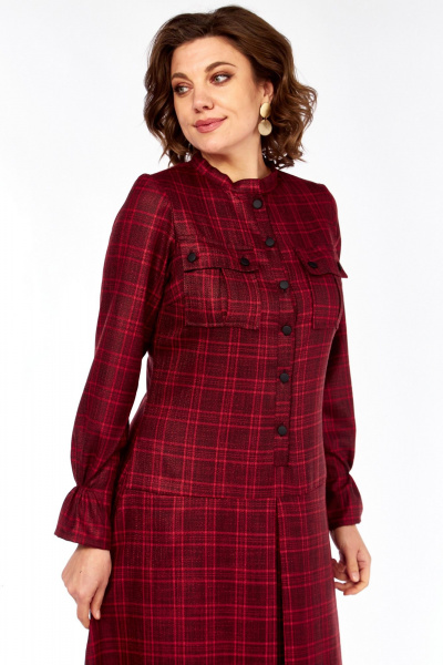 Платье Celentano lite 5078 бордовая_клетка - фото 8