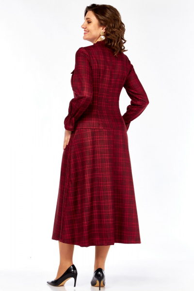 Платье Celentano lite 5078 бордовая_клетка - фото 6
