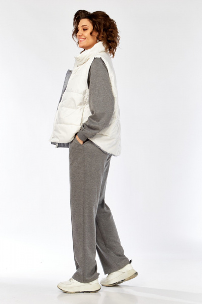 Брюки, джемпер, жилет Диомант 2150 серый-белый - фото 13