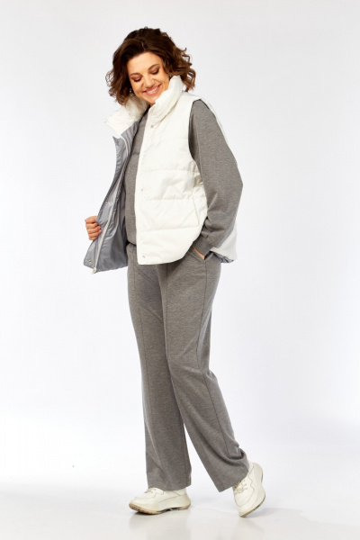 Брюки, джемпер, жилет Диомант 2150 серый-белый - фото 11