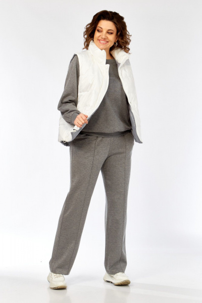Брюки, джемпер, жилет Диомант 2150 серый-белый - фото 2