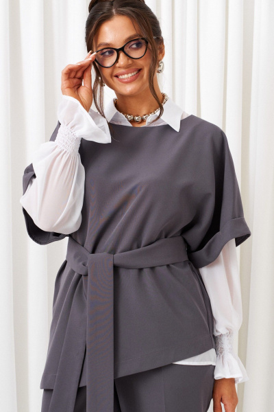 Блуза, брюки, жилет Beautiful&Free 6436 графит - фото 5