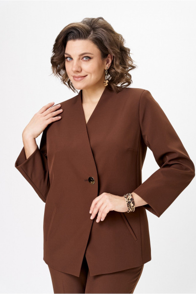 Брюки, жакет Vilena 1092 шоколад - фото 12