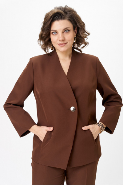 Брюки, жакет Vilena 1092 шоколад - фото 11
