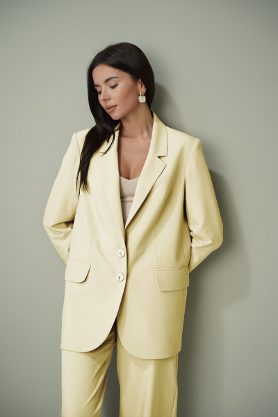 Брюки, жакет LadisLine 1585/1 лимонно-кремовый - фото 2