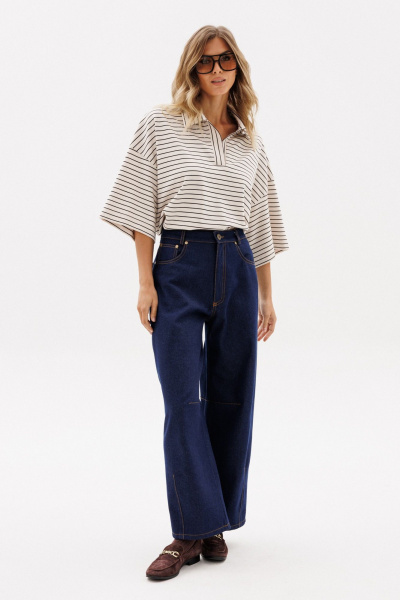 Джемпер EOLA 2958 светло-бежевый_полоска - фото 12