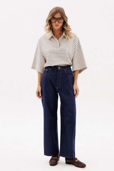 Джемпер EOLA 2958 светло-бежевый_полоска - фото 4