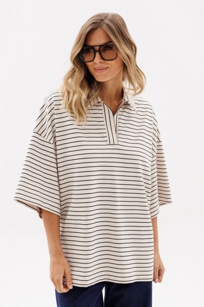 Джемпер EOLA 2958.1 светло-бежевый_полоска - фото 3