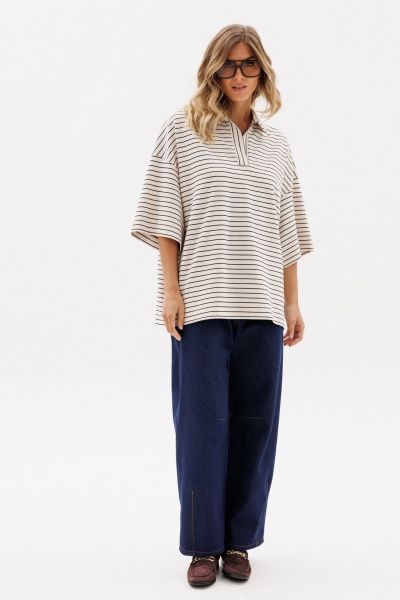 Джемпер EOLA 2958.1 светло-бежевый_полоска - фото 1