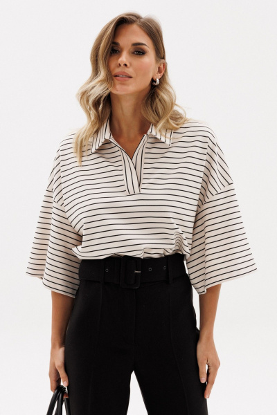 Джемпер EOLA 2958 светло-бежевый_полоска - фото 1