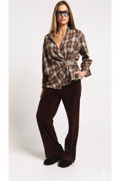 Рубашка MilMil 1244-2 коричневый_клетка - фото 2