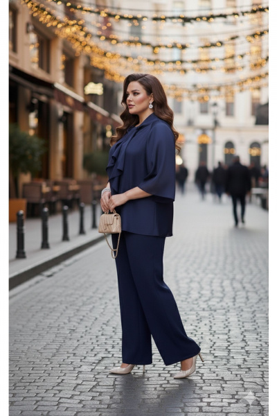 Блуза, брюки Vittoria Queen 27093/1 темно-синий - фото 7