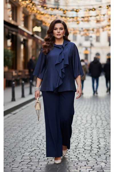Блуза, брюки Vittoria Queen 27093/1 темно-синий - фото 6