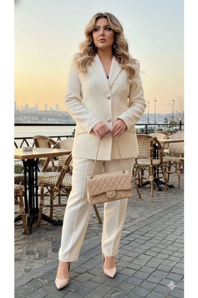 Брюки, жакет Vittoria Queen 27553/1 сливочный - фото 10