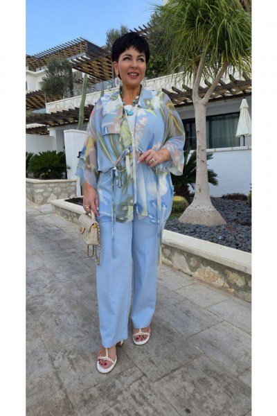 Блуза Vittoria Queen 27853/1-1 голубой_молочный_принт - фото 8