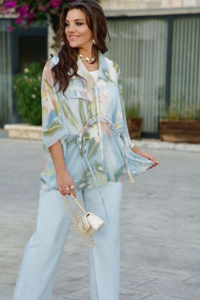Блуза Vittoria Queen 27853/1-1 голубой_молочный_принт - фото 4