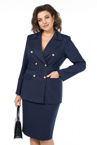 Жакет, юбка Alani Collection 2513 синий_полоска - фото 12