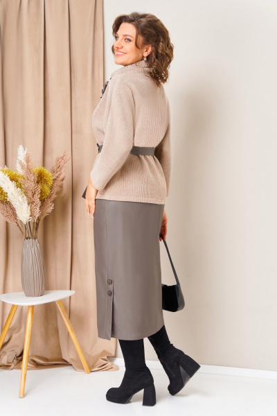 Джемпер, юбка VOLNA 1447 бежевый_капучино - фото 4