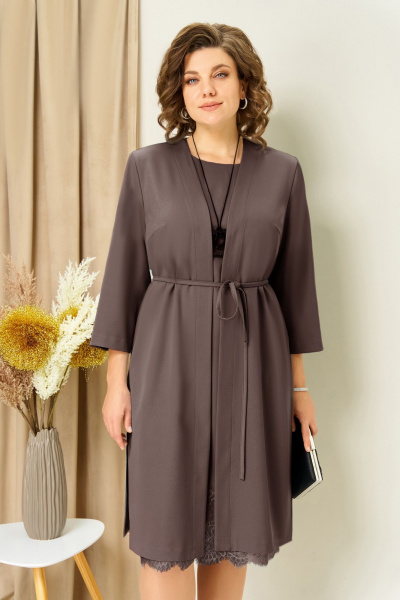 Жакет, платье VOLNA 1459 светлый_шоколад - фото 2