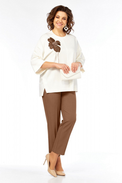 Брюки, джемпер Jurimex 3464-2 молоко-коричневый - фото 1