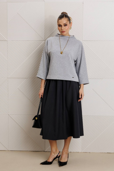 Блуза, юбка Anastasia 1319 серый_меланж/графит - фото 1