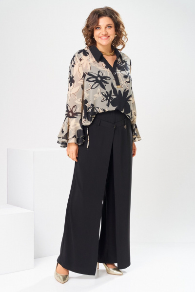 Блуза, брюки, топ Romanovich Style 3-2869 черный/беж - фото 10