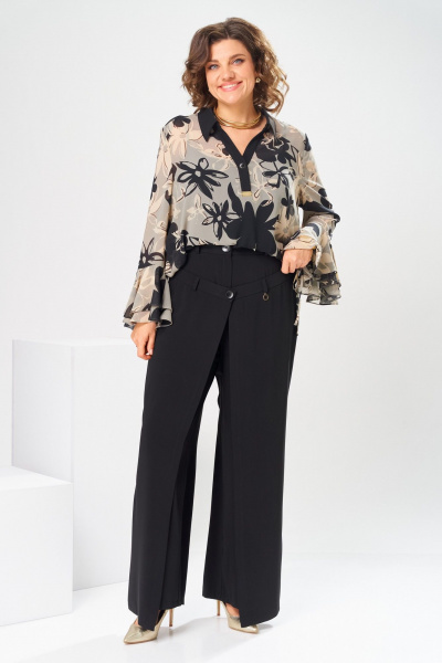 Блуза, брюки, топ Romanovich Style 3-2869 черный/беж - фото 9