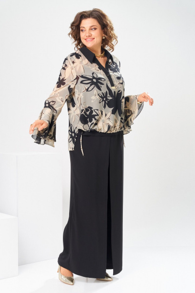 Блуза, брюки, топ Romanovich Style 3-2869 черный/беж - фото 7