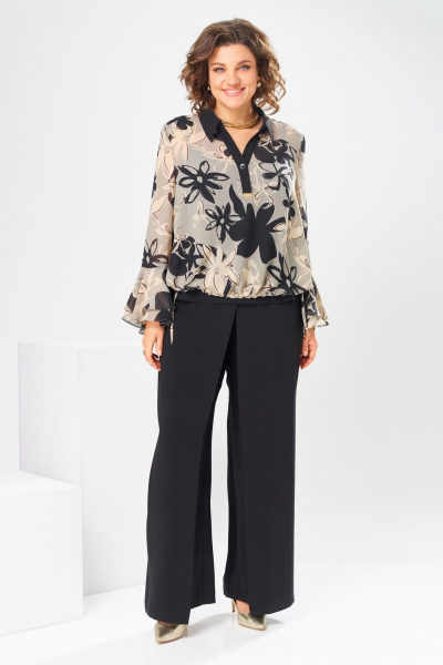 Блуза, брюки, топ Romanovich Style 3-2869 черный/беж - фото 6