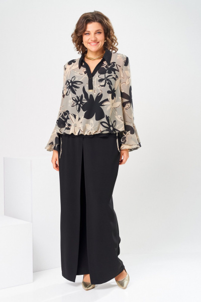 Блуза, брюки, топ Romanovich Style 3-2869 черный/беж - фото 1