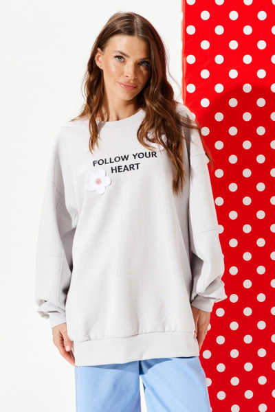 Свитшот ELLETTO LIFE 3947 серый - фото 1