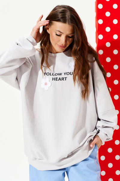 Свитшот ELLETTO LIFE 3947 серый - фото 4