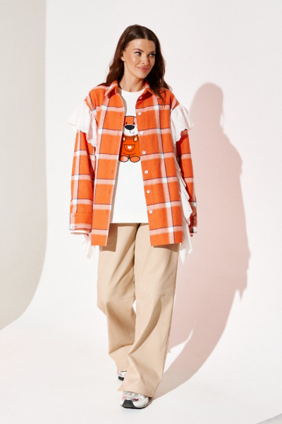 Рубашка ELLETTO LIFE 3975 оранжевый - фото 3