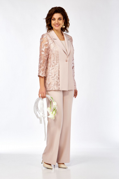 Брюки, жакет Ольга Стиль С-966 пудро-розовый - фото 3