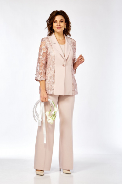 Брюки, жакет Ольга Стиль С-966 пудро-розовый - фото 2