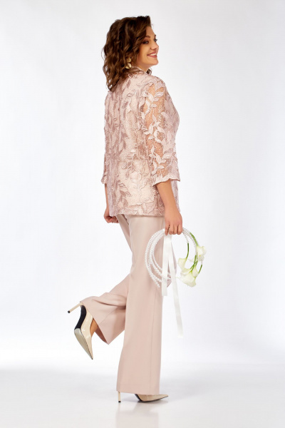 Брюки, жакет Ольга Стиль С-966 пудро-розовый - фото 4
