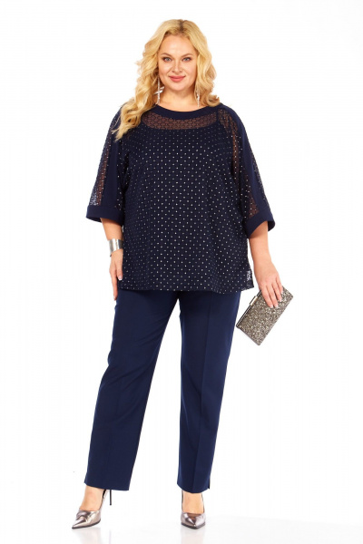 Блуза, брюки, топ Элль-стиль 2420 темно-синий - фото 8