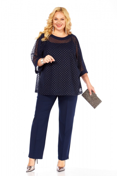 Блуза, брюки, топ Элль-стиль 2420 темно-синий - фото 6