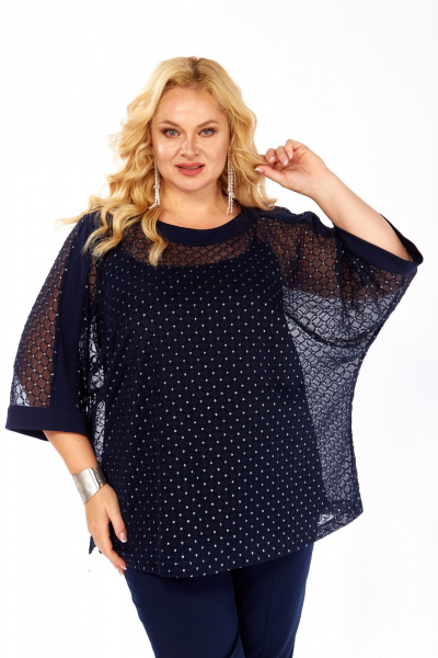 Блуза, топ Элль-стиль 2420а темно-синий - фото 6